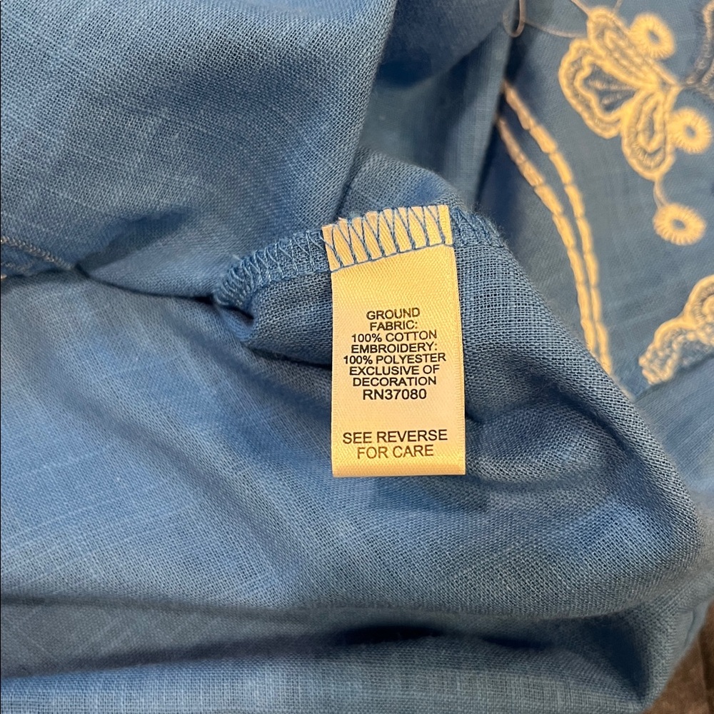 Cato Blue White Embroidered Top - Picture 9 of 10